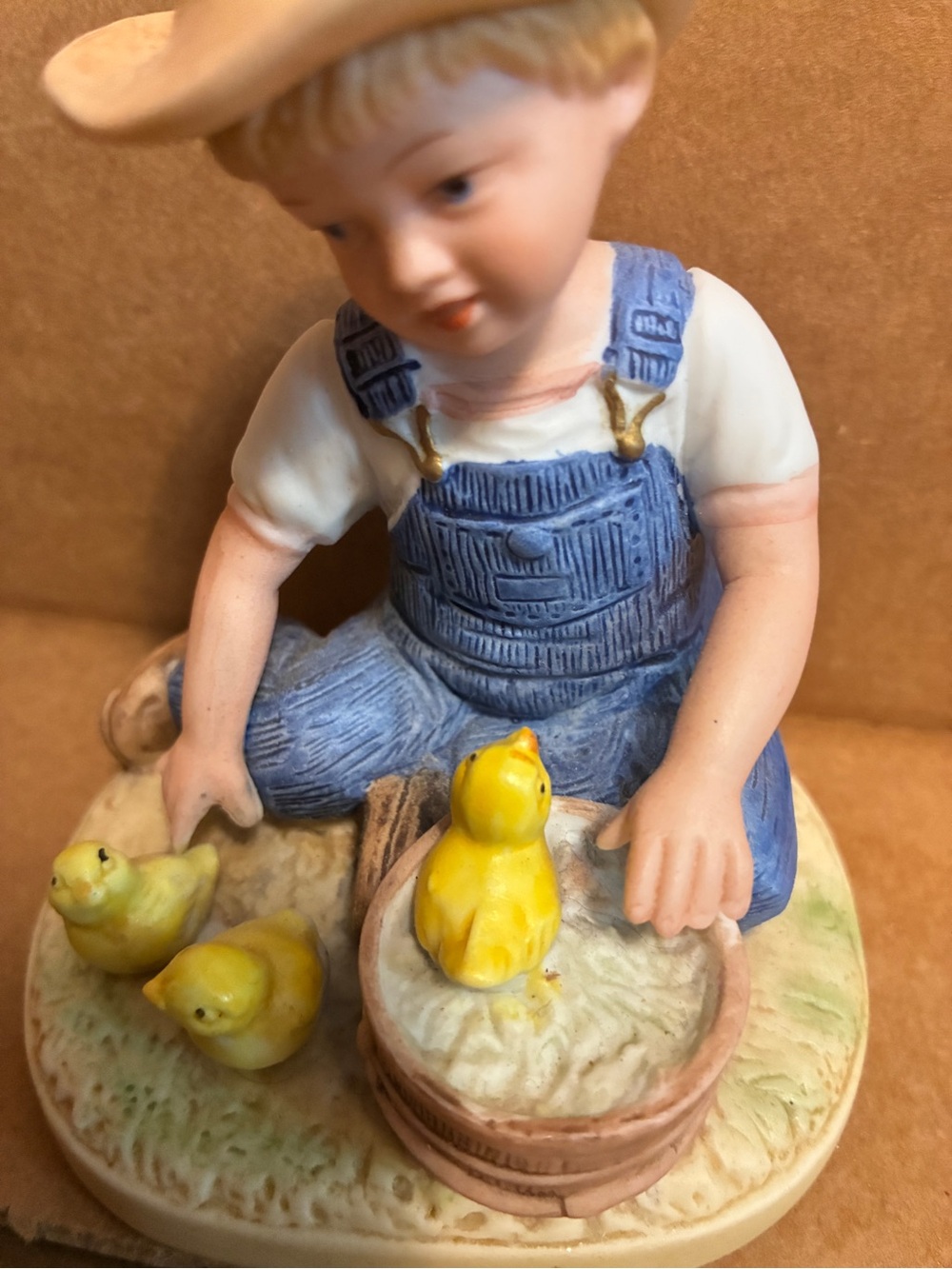 Denim Days Porcelain Boy Danny Figurine with Yellow Chicks Vintage 1985 - Picture 6 of 8